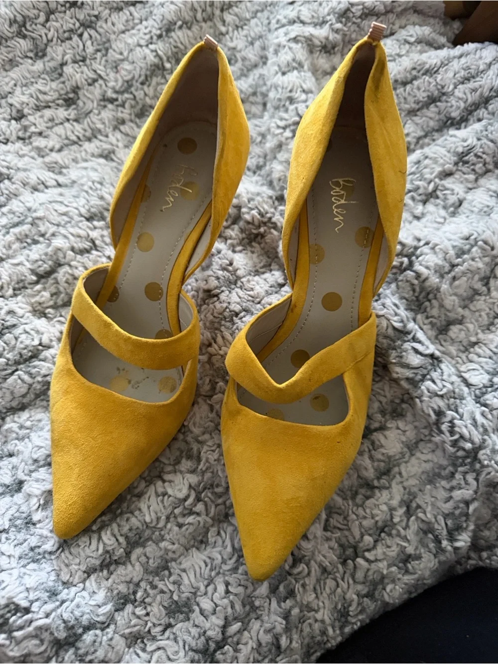 Boden Yellow Pointed-Toe Mary Jane Heels